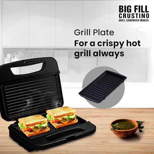 Havells Big Fill Crustino Grill Sandwitch Maker 900W With Food Grade Non Stick Grill Plates 2 Years Warranty - Image 4