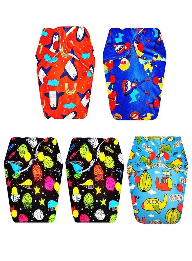 Dumbledo Premium Newborn Cloth Diaper with Integrated Insert (Pack of 5) | Hypoallergenic | 6-Layer Absorbent Pad | Quick Dry | Ideal for Toddlers | 0 - 4 Months | Unisex Baby - Image 1