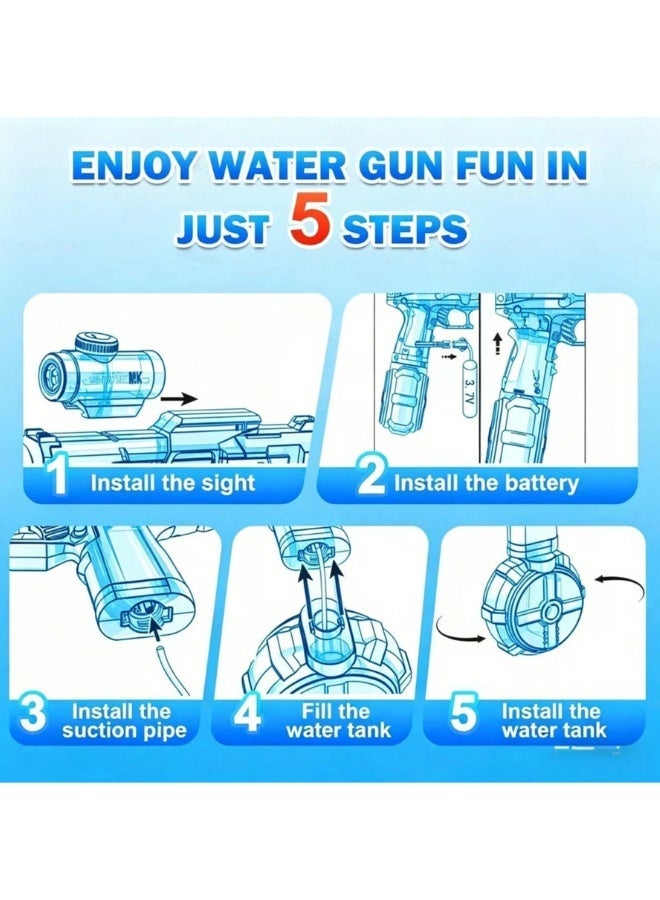Electric Water Gun with Realistic Flame Light Effects, Automatic Rapid Fire Water Blaster, Rechargeable High-Pressure Water Gun with Water Sump, Outdoor Summer Toy for Kids & Adults (Black) - Image 5