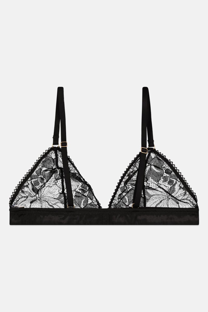 Etam Women Non Padded Textured Bra, Black - Image 1