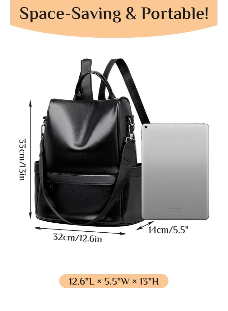 فورثكان حقيبة ظهر جلدية عتيقة للنساء حقيبة كتف للسفر والعمل حقيبة أنيقة للاستخدام اليومي - Image 4