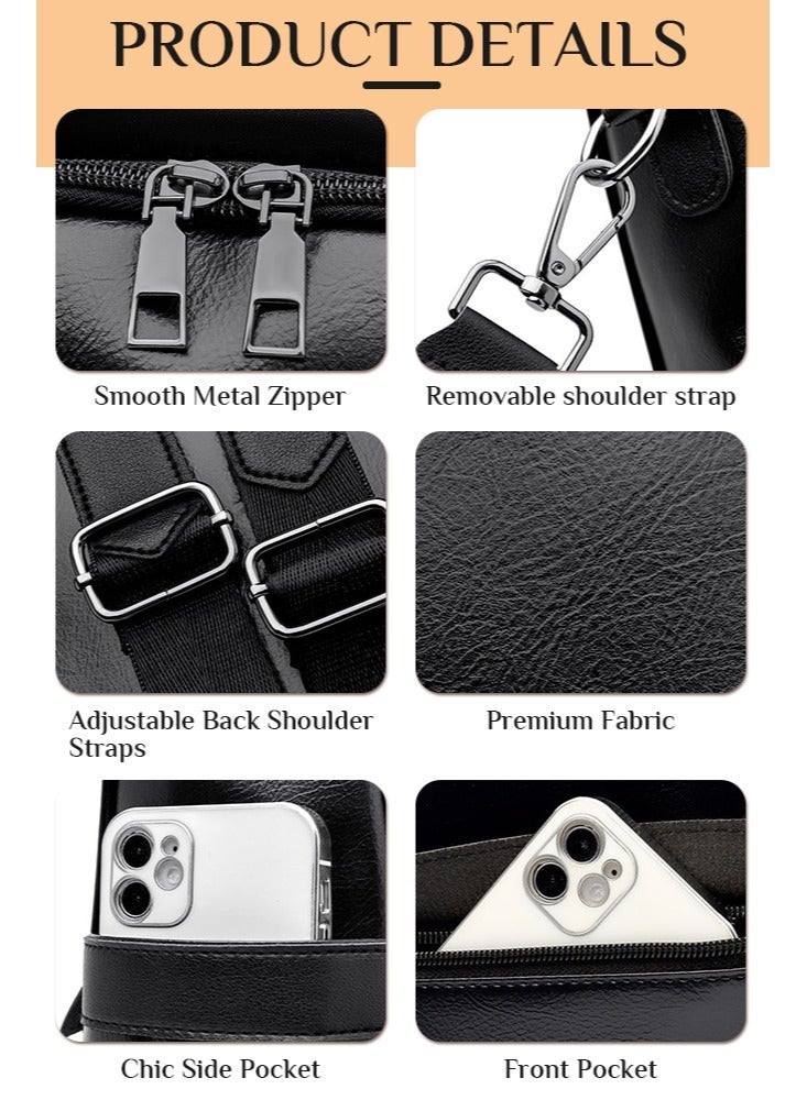 فورثكان حقيبة ظهر جلدية عتيقة للنساء حقيبة كتف للسفر والعمل حقيبة أنيقة للاستخدام اليومي - Image 5