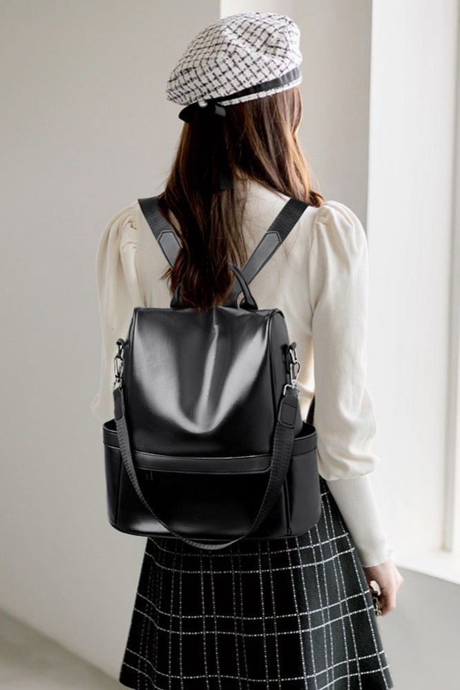 Forthcan Vintage Leather Backpack for Women Casual Travel Shoulder Bag Convertible Purse for Work and Daily Use - Image 2