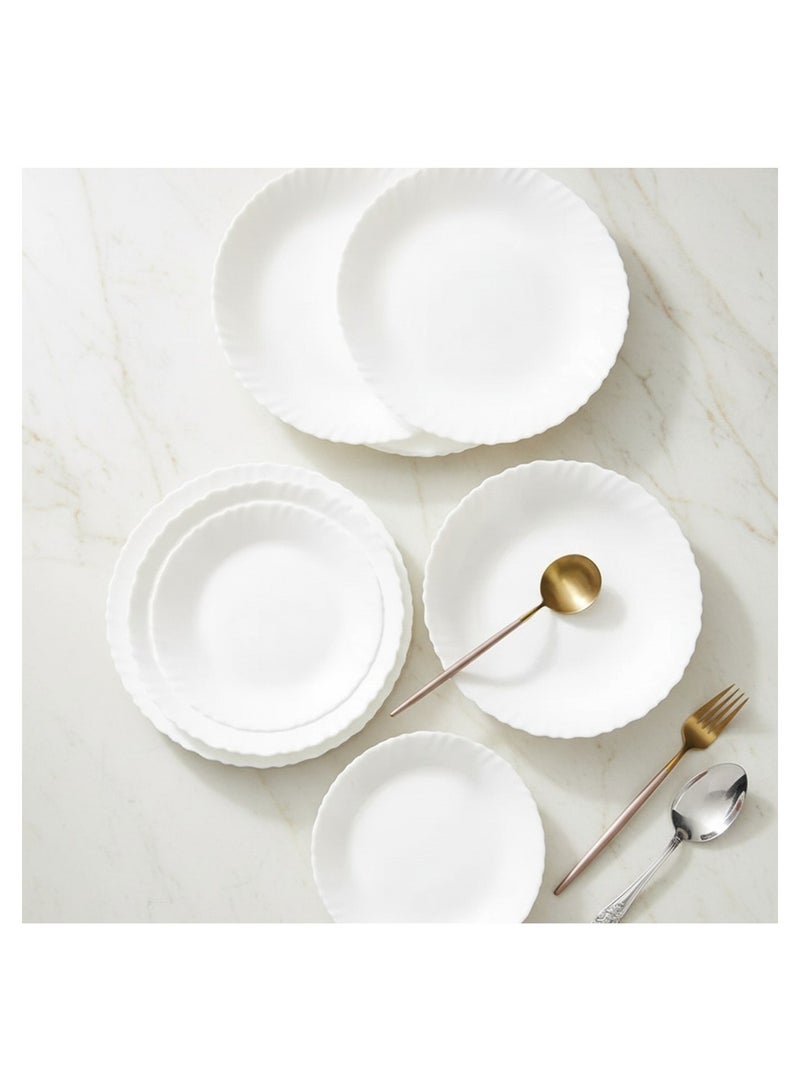 Houzi 28 Pcs Opal ware Dinner set 6 x dinner plate 6 x dessert plate 6 x soup plate 6 x bowls 2 x serving plate 2 x serving bowl - Image 2
