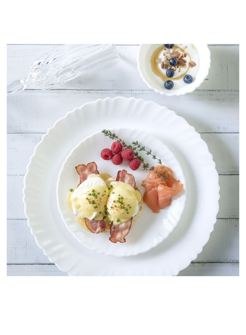 Houzi 28 Pcs Opal ware Dinner set 6 x dinner plate 6 x dessert plate 6 x soup plate 6 x bowls 2 x serving plate 2 x serving bowl - Image 5