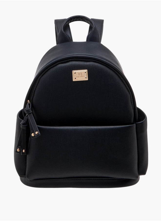 Flora Bella By Shoexpress Monogram Print Backpack with Zip Closure and Detachable Strap - 27x32x14 cm  - Image 1