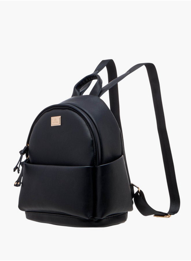 Flora Bella By Shoexpress Monogram Print Backpack with Zip Closure and Detachable Strap - 27x32x14 cm  - Image 2