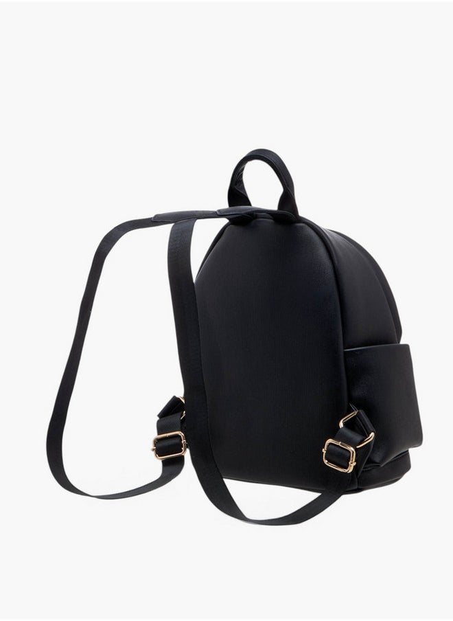 Flora Bella By Shoexpress Monogram Print Backpack with Zip Closure and Detachable Strap - 27x32x14 cm  - Image 3
