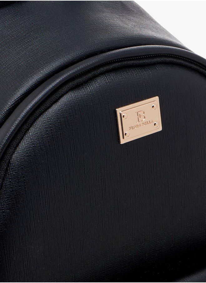 Flora Bella By Shoexpress Monogram Print Backpack with Zip Closure and Detachable Strap - 27x32x14 cm  - Image 4