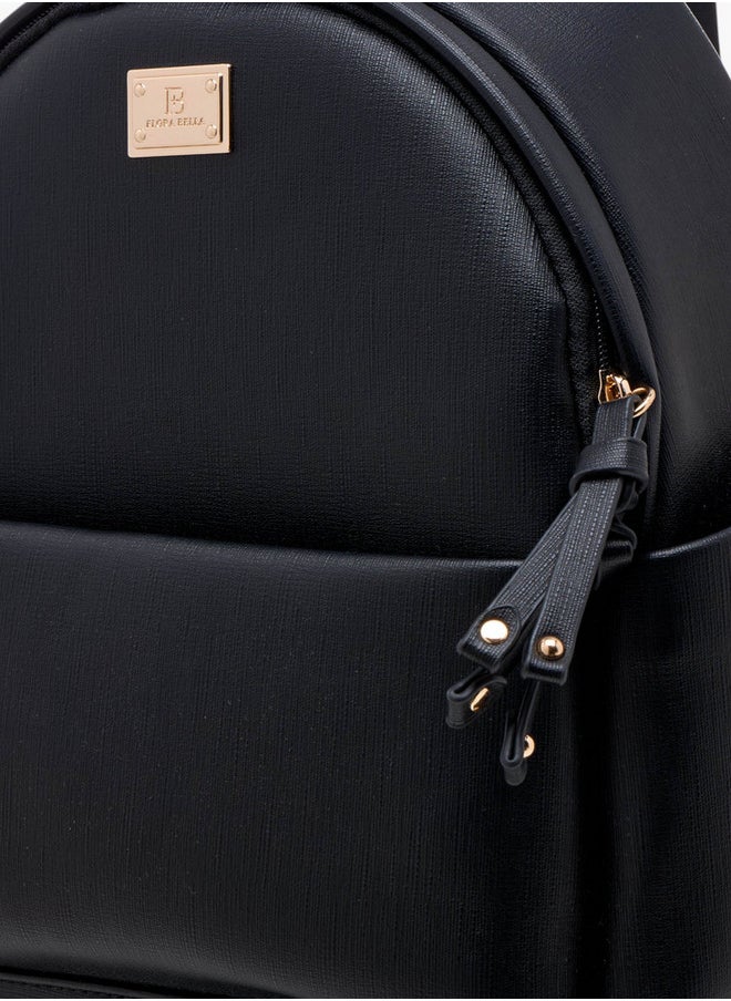 Flora Bella By Shoexpress Monogram Print Backpack with Zip Closure and Detachable Strap - 27x32x14 cm  - Image 5