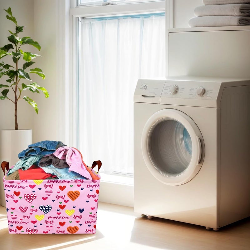SETAMA Valentine's Day Basket Gift for Empty Cute Heart Large Storage Bin for Kid and Baby Room Décor (Happy Day Love) - Image 5