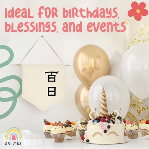 ARI MES - Korean First Birthday Hanging Canvas Banner, Dohl Decoration Korean, Durable Canvas Flag, First Birthday Decorations for Girl and Boy, Happy Birthday Banners Celebration, Korean-Cute - Image 4