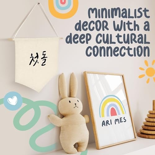 ARI MES - Korean First Birthday Hanging Canvas Banner, Dohl Decoration Korean, Durable Canvas Flag, First Birthday Decorations for Girl and Boy, Happy Birthday Banners Celebration, Korean-Cute - Image 3