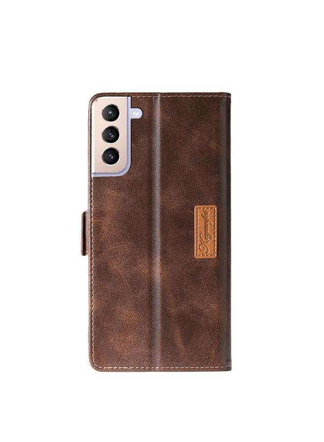 erorex Case For Samsung Galaxy S21+ 5G Retro Texture Contrast Color Side Buckle Horizontal Flip Leather Case with Holder & Card Slots & Wallet - Image 3