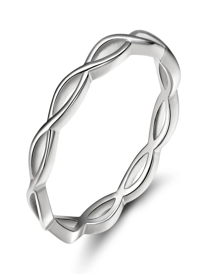 EAMTI 925 Sterling Silver Wave Ring for Women High Polished Comfort Fit 7 - Image 1