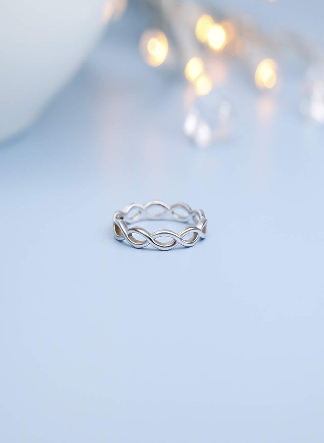 EAMTI 925 Sterling Silver Wave Ring for Women High Polished Comfort Fit 7 - Image 2