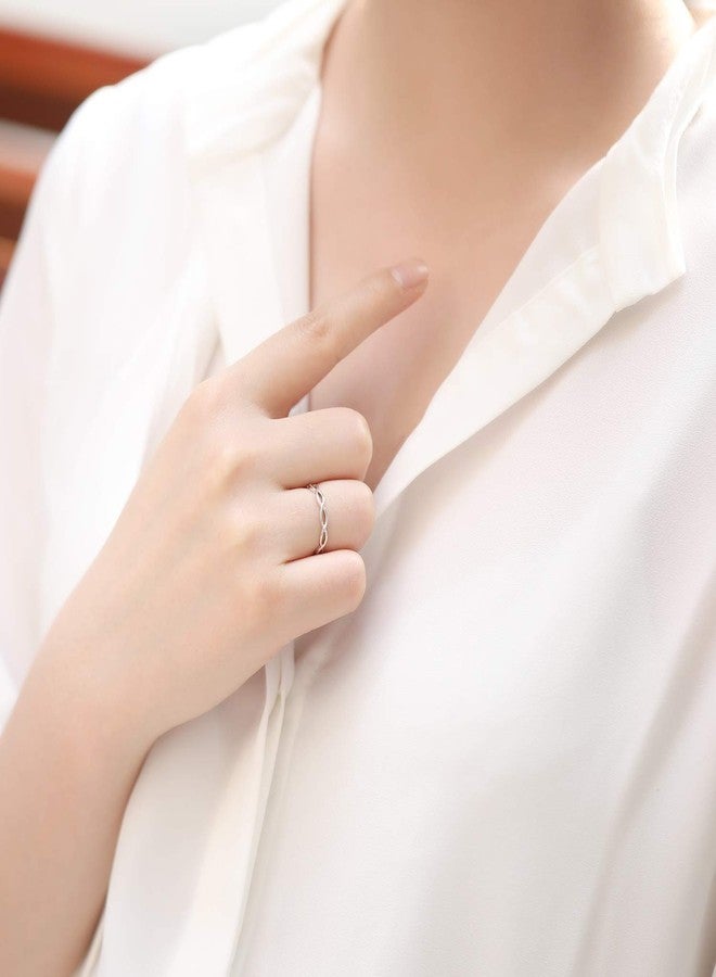 EAMTI 925 Sterling Silver Wave Ring for Women High Polished Comfort Fit 7 - Image 3