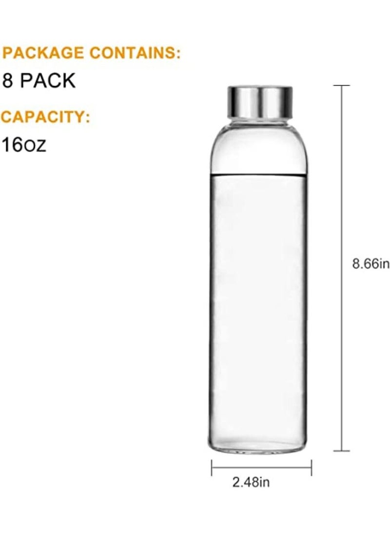 QUESERA Glass Beverage Bottles 16oz Drinking Bottles with Leakproof Stainless Steel Cap 500ml  - Image 2