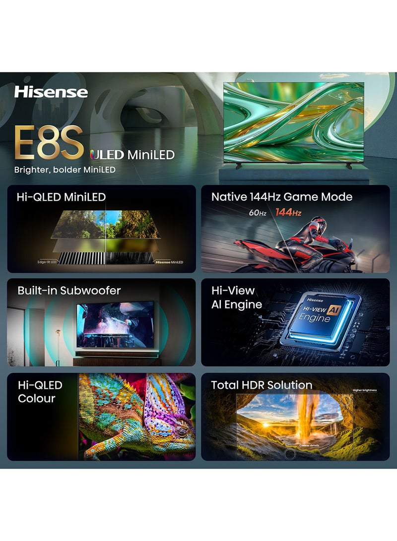 Hisense 85E8S (2026 Model) 85-Inch 4K Mini LED QLED Smart TV | 144Hz Game Mode | Devialet Sound | Dolby Vision IQ | AI Picture & Sound | Hands-Free Voice | Hi-View AI Engine | 3 Years Warranty 85E8S Tarnish - Image 3