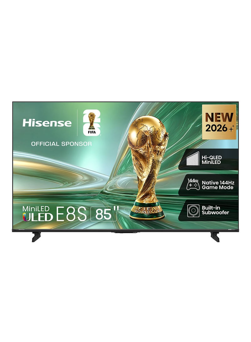 Hisense 85E8S (2026 Model) 85-Inch 4K Mini LED QLED Smart TV | 144Hz Game Mode | Devialet Sound | Dolby Vision IQ | AI Picture & Sound | Hands-Free Voice | Hi-View AI Engine | 3 Years Warranty 85E8S Tarnish - Image 1