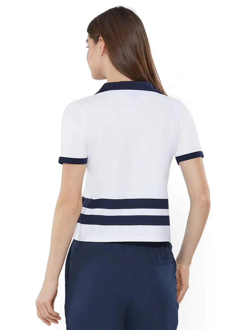 NAUTICA Contrast Striped Regular Fit Cotton Blend Polo Shirt