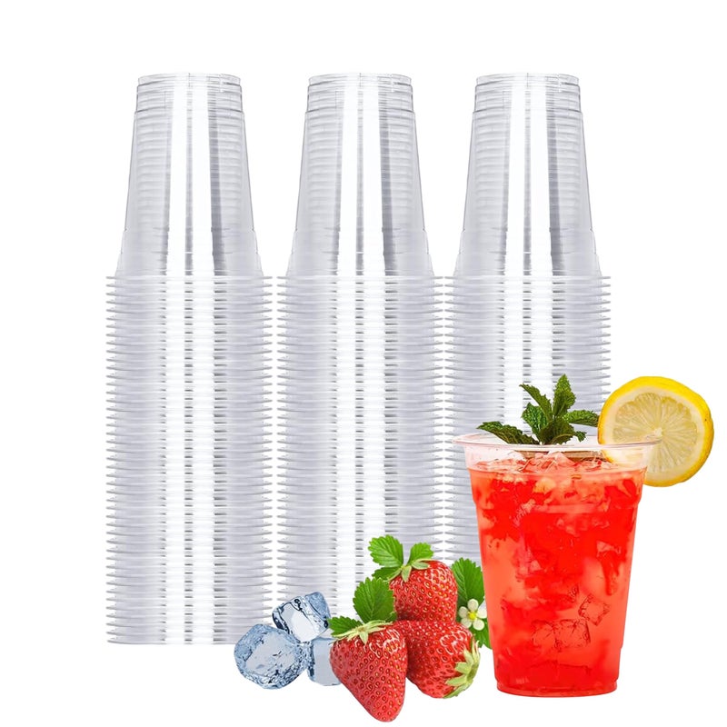 TashiBox 100 Count  16 Ounce Plastic Cups Ice Coffee Cups To Go  Crystal Clear PET Party Cups