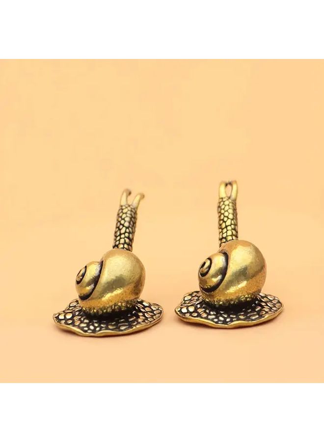 Brass Snail Ornament Golden Accents Home Office Decor Intricate Shell Design - Image 1