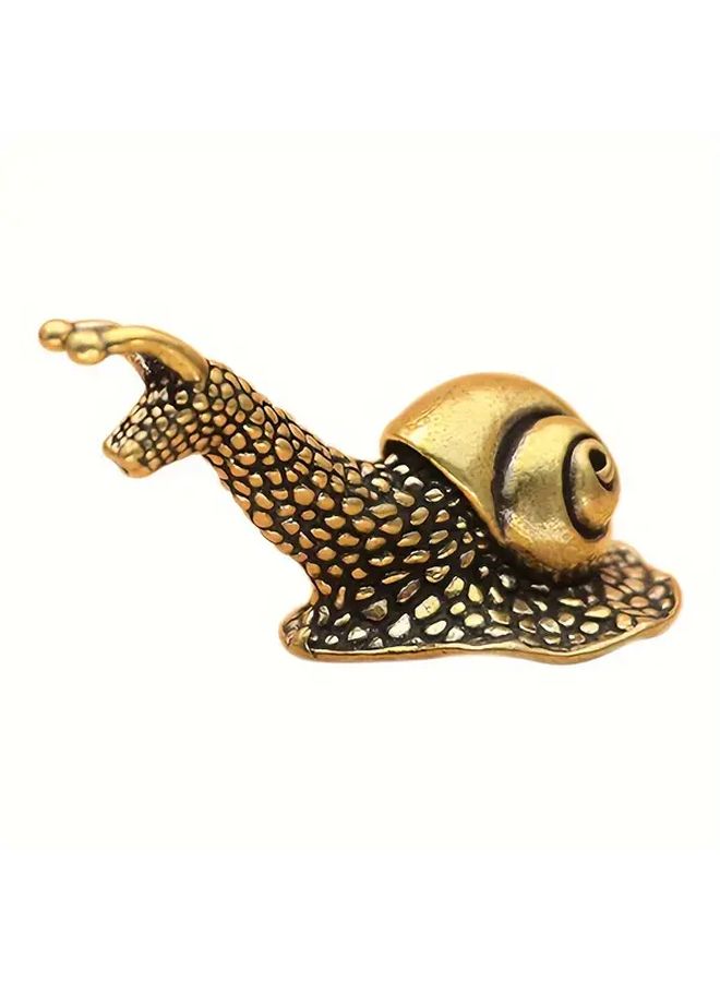 Brass Snail Ornament Golden Accents Home Office Decor Intricate Shell Design - Image 2