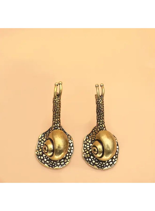 Brass Snail Ornament Golden Accents Home Office Decor Intricate Shell Design - Image 3