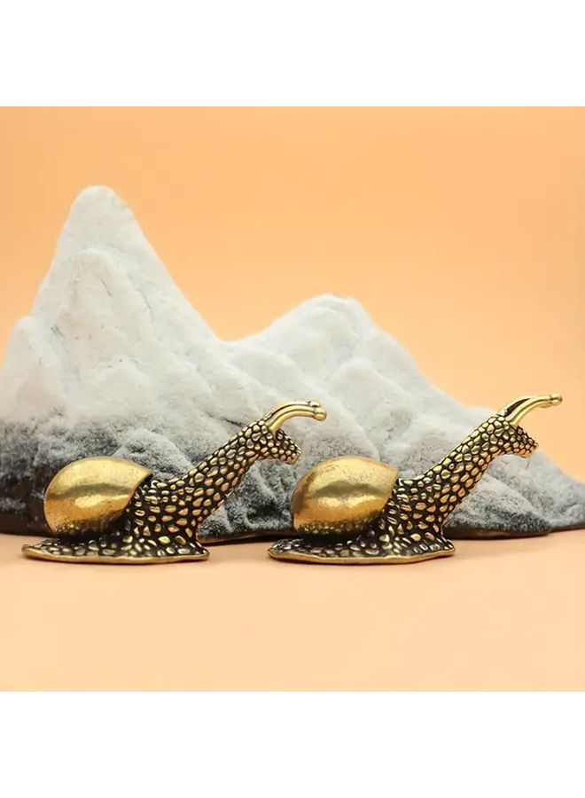 Brass Snail Ornament Golden Accents Home Office Decor Intricate Shell Design - Image 5