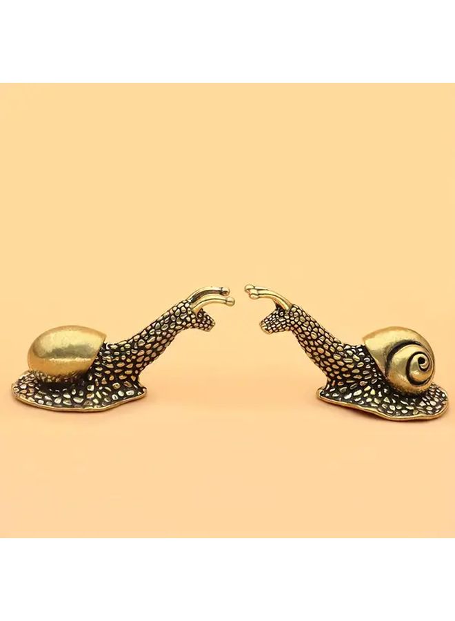 Brass Snail Ornament Golden Accents Home Office Decor Intricate Shell Design - Image 4