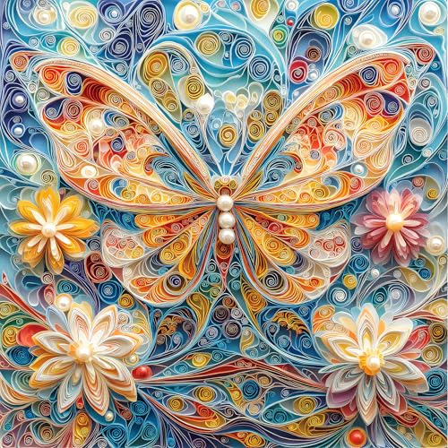 MINIWAN Butterfly Quilling Art Puzzle 500 Piece Jigsaw Puzzle for Adults Challenging 20x20 Inch Brain Teaser for Solo Family Game Night - Image 1