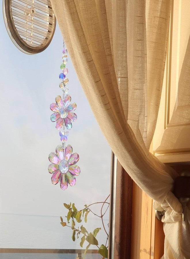 Pedobo Crystal Flower Suncatcher Hanging Ornament, Rainbow Maker Window Sun Catcher Indoor Outdoor Patio Garden Decor (Purple) - Image 3