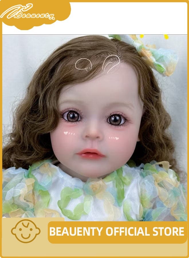 Beauenty 60cm Baby Doll with Lifelike Silicone Body Pink Cute Gift Toy for Girls over Three Years Old - Image 1