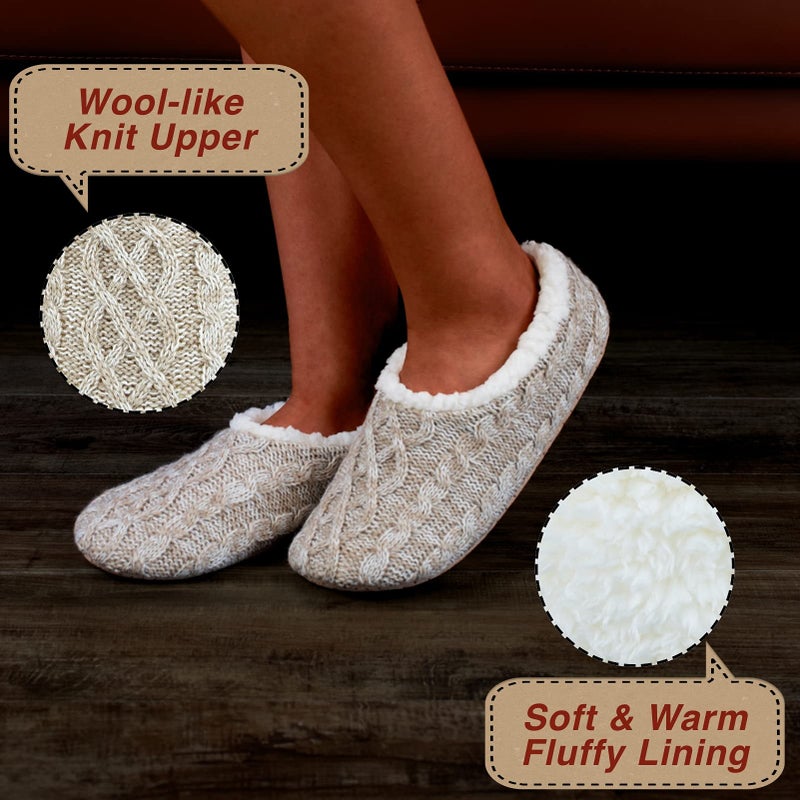 cosyone1997 2-Pair Womens Slipper Socks with Non-Slip Grippers, Winter Warm Fuzzy House Shoes Indoor Soft Sole, Cozy Gifts for Christmas Unique - Image 3