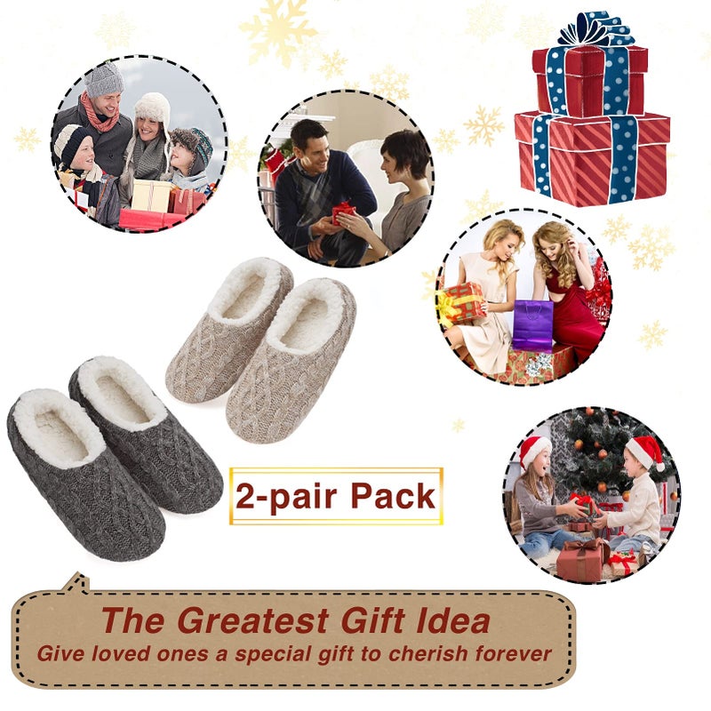 cosyone1997 2-Pair Womens Slipper Socks with Non-Slip Grippers, Winter Warm Fuzzy House Shoes Indoor Soft Sole, Cozy Gifts for Christmas Unique - Image 5