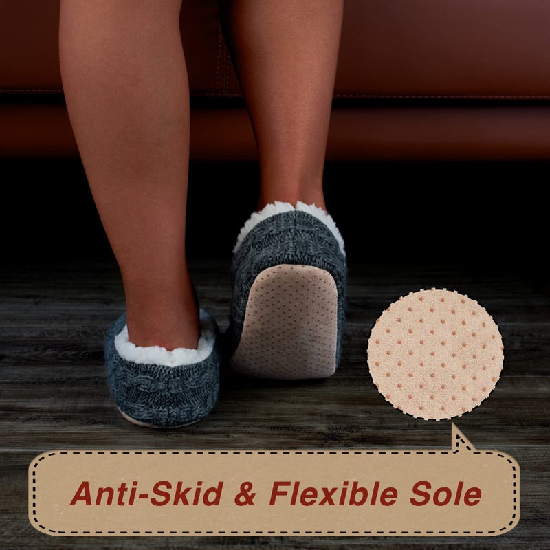cosyone1997 2-Pair Womens Slipper Socks with Non-Slip Grippers, Winter Warm Fuzzy House Shoes Indoor Soft Sole, Cozy Gifts for Christmas Unique - Image 4