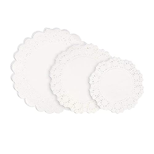 Perfect Pricee 3 Size 4.5,5.5,7.5 Lace Doilies Paper - 300-Piece Round Decorative Paper Placemats Bulk for Cake, Desert, Wedding, Tableware Decoration - 3 Assorted Sizes, - Image 1