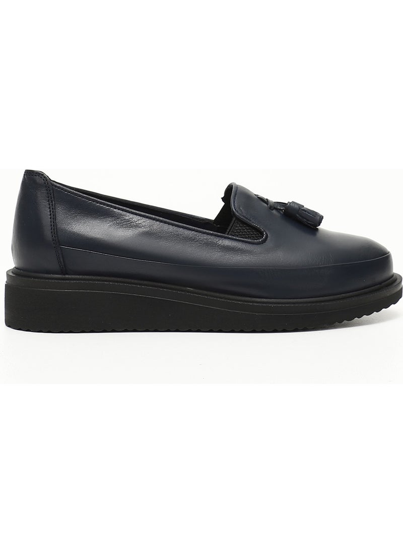 Gönderi(r) Gön Genuine Leather Round Toe Wedge Sole Tassel Women's Casual Shoes 24142  - Image 1