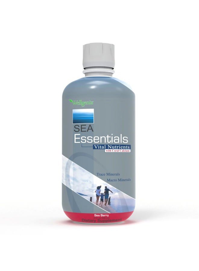 wellgenix Sea Essentials Coral Calcium Liquid Vitamin for High Absorption - Nutritional Multivitamin Supplement - Sea Berry Flavor 32 Oz - Image 1