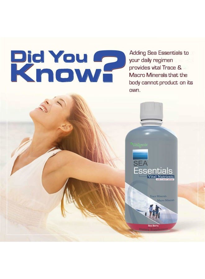 wellgenix Sea Essentials Coral Calcium Liquid Vitamin for High Absorption - Nutritional Multivitamin Supplement - Sea Berry Flavor 32 Oz - Image 2