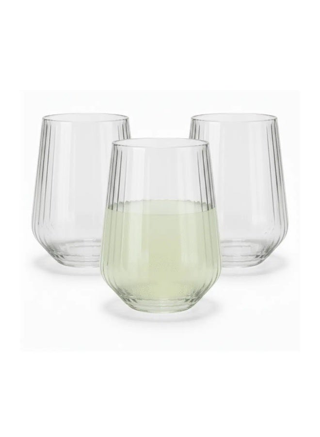 باساباتشي Pasabahce Allegra Focus Glasses 425 ml – Set of 3, Bulgarian Made Premium Clear Glass Cups with Optic Design for Juice, Water & Cold Beverages - Image 1