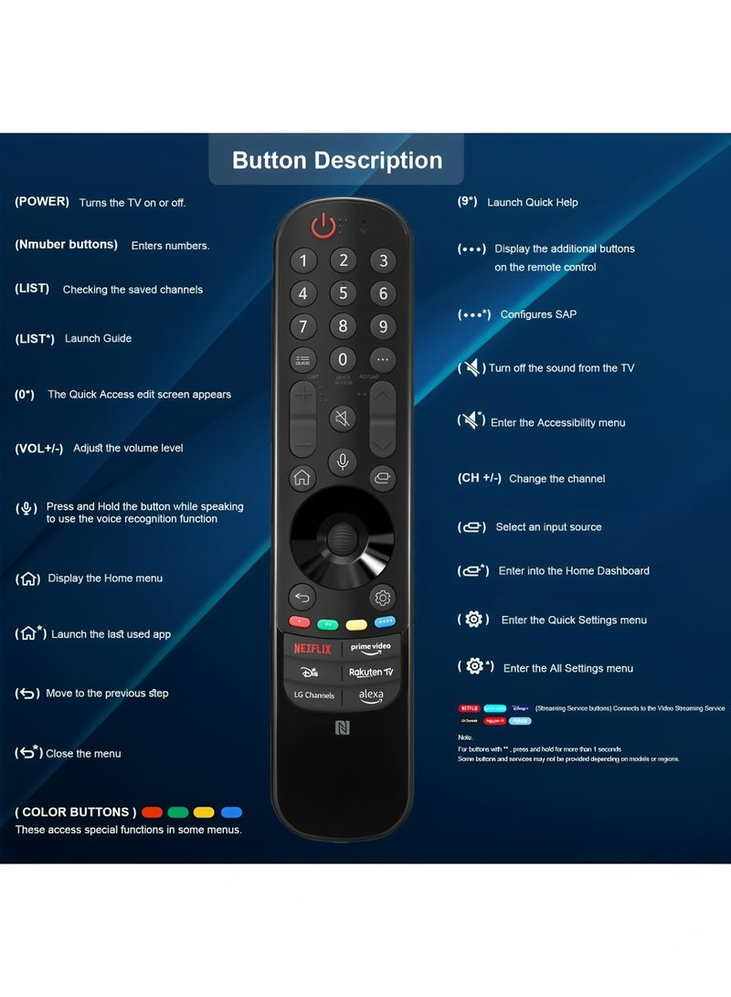 Flyview MR23 Replacement Magic Remote Control for LG-TV-Remote Compatible for All LG with Voice Function Smart OLED QNED UHD 4K 8K TVs - Image 5