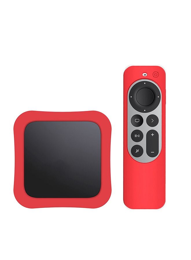 O Ozone Case Compatible with Apple TV 2021 Remote Sleeves (2nd Generation) With TV Box Case Skin (Red) 