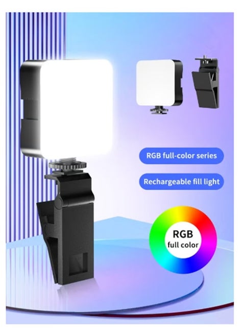 Portable RGB Video Light Fill Light 0-360 Full Color Video Light Dimmable 180 Degree Front and Rear Adjustment Angle for Photography,Video Conference,TikTok