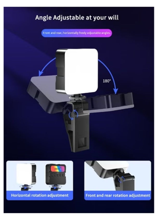 Portable RGB Video Light Fill Light 0-360 Full Color Video Light Dimmable 180 Degree Front and Rear Adjustment Angle for Photography,Video Conference,TikTok