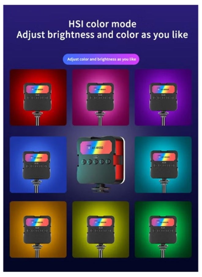 Portable RGB Video Light Fill Light 0-360 Full Color Video Light Dimmable 180 Degree Front and Rear Adjustment Angle for Photography,Video Conference,TikTok