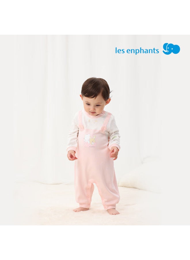 Les enphants Li Ying Fang Baby Romper Tencel Rabbit Jumpsuit Autumn Soft Pink 66cm - Image 1