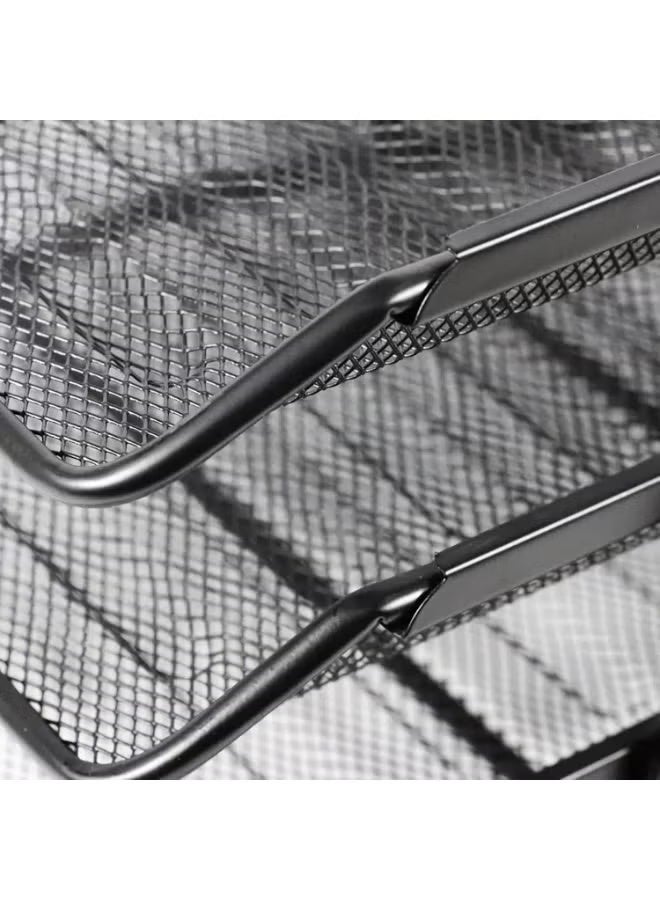 3-Tier Black A4 Drawer Office Document Organizer Tray File Folders Computer Desk Organizer Drawers Black Metal Mesh Rectangular - Image 4