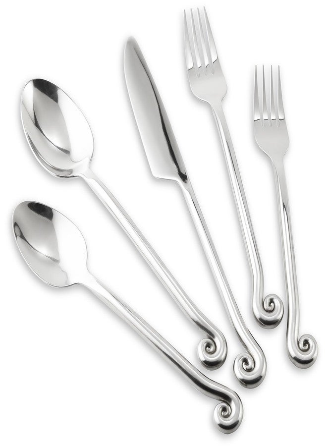 Kelenfer 18/10 Stainless Steel Flatware, Silverware Set Combo with Musical Note Tail Design, Dishwasher Safe, 20-Piece Cutlery Service for 4, Daily Use & Dinner Party - Image 1